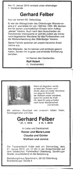 Abschied von Gerhard Felber